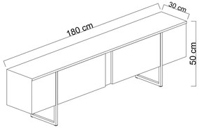 Mobile TV in noce naturale 180x30 cm Luxe - Kalune Design