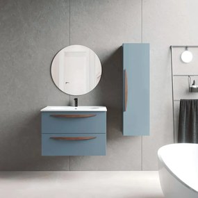 Mobile da bagno sospeso sotto lavabo L 80 x H 55 x P 45 cm blu atollo laccato opaco, 2 cassetti VISOBATH Arco