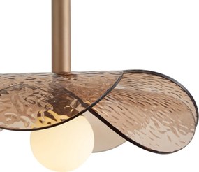Lampada a sospensione di design bronzo scuro con vetro ambrato - Kemner