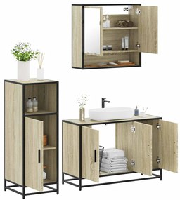 Set Mobili Da Bagno 3 Pz Rovere Sonoma İn Legno Multistrato /