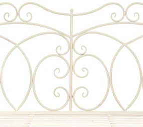 Panchina da giardino 104 cm in ferro bianco anticato