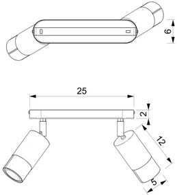 Faretto LINK 2xGU10/8W/230V nero/ottone