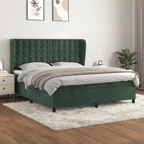 Giroletto A Molle Con Materasso Verde Scuro 160x200 Cm Velluto /