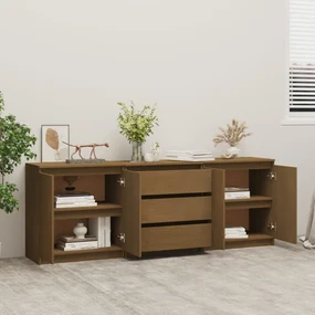 Credenza marrone miele 180x36x65 cm in legno massello di pino
