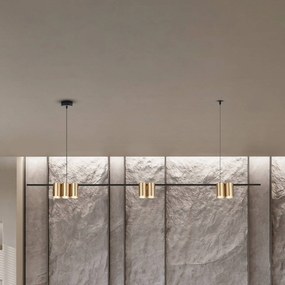 Eko-Light Lampada a sospensione Genesis, alluminio nero/oro, 7 x GU10, lunghezza 150 cm