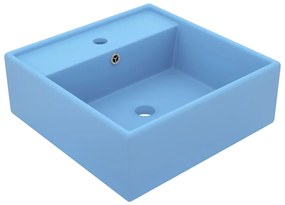 Lavabo Troppopieno Cubico Azzurro Opaco 41x41cm Ceramica /