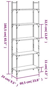 Libreria 5Ripiani Rovere Sonoma 60,5x24x166,5 Legno Multistrato