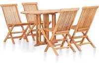 Set da Pranzo da Giardino 5 pz Pieghevole in Massello di Teak cod mxl 40773