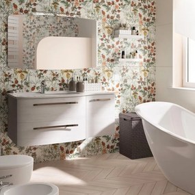 Mobile bagno sospeso con lavabo L 117 x H 48 x P 49.5 cm rovere bianco per vasca a sinistra Contea