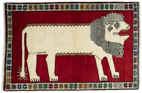 Gabbeh Tappeto 100x150 Rosso (Iran) Annodato A Mano