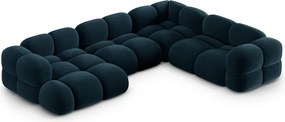 Divano angolare blu scuro (con penisola a destra/a U) con rivestimento in velluto Loretto – Cosmopolitan Design
