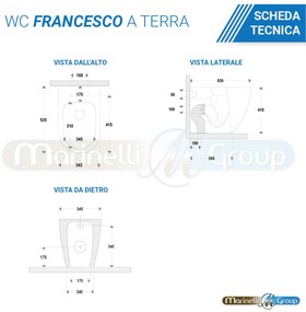 Sanitari Bidet e Vaso WC a terra filomuro rimless coprivaso softclose Francesco