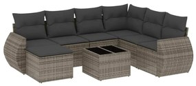 Set Divano da Giardino 8 pz con Cuscini Grigio in Polyrattan