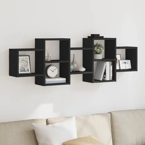 Scaffale A Parete Nero 129x18x42 Cm İn Truciolato /