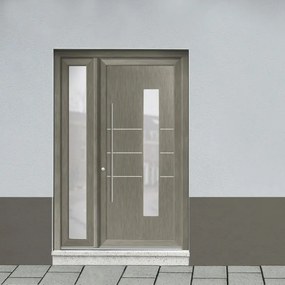 Portoncino d'ingresso Modern4 L 90 x H 210 cm in PVC grigio, apertura spingere a destra