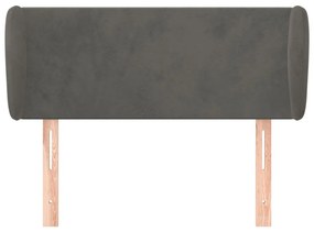 Testiera ad orecchio grigio scuro 83x23x78/88 cm in velluto