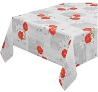 Tovaglia Cucina Antimacchia Plastificata 140x450 Cm Cerata Copritavolo Fiori Papaveri Rossi