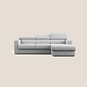 Dylan divano angolare con pouf estraibile poggiapiedi in tessuto simil cotone impermeabile T13