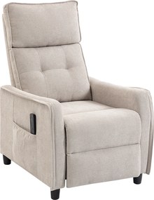 Poltrona Massaggiante 69x93x104 cm Reclinabile a 160° con Poggiapiedi e Telecomando Effetto Lino Bianco Crema...