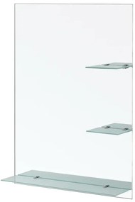 Specchio bagno 60x80 cm a filo lucido con mensole in vetro satinato