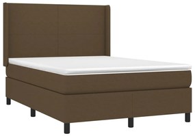 Letto a molle materasso e led marronescuro 140x190cm in tessuto