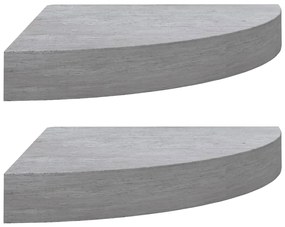 Mensole angolari 2pz grigio cemento 35x35x3,8 cm in mdf
