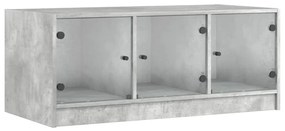 Tavolino salotto con ante in vetro grigio cemento 102x50x42 cm