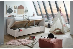 Letto da bambini con sponde beige imbottito con contenitore con rete inclusa 120x200 cm Cool – Meise Möbel