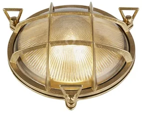 Lampada da esterno ovale bulkhead - ottone massiccio e vetro rigato