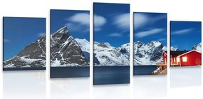 Quadri 5 pezzi – Paesaggio notturno in Norvegia