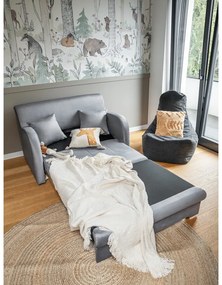 Divano grigio chiaro allungabile e rivestimento in velluto 130 cm Ario – ELTAP