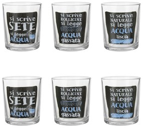 Set 6 bicchieri acqua scritte 270 ml vetro