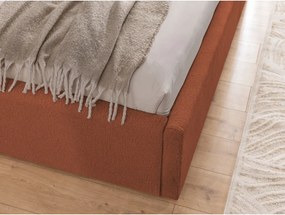 Letto matrimoniale imbottito color terracotta con contenitore con rete inclusa 140x200 cm Cille – Ropez
