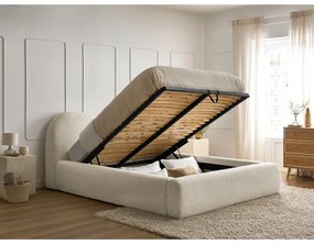 Letto matrimoniale imbottito beige con contenitore con rete inclusa 180x200 cm Orlane – Bobochic Paris