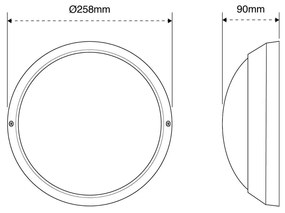 Plafoniera E27 IP54 Nera Ø258mm