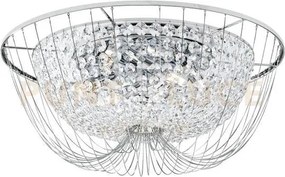 Plafoniera vienna cromo 6 luci attacco e14 60x24cm in cristallo k9