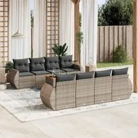 Set Divano da Giardino 9 pz con Cuscini Grigio in Polyrattancod mxl 116786