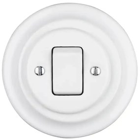Bohemia-Design - Interruttore singolo retrò in porcellana con placca n. 7, bianco