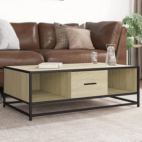 Tavolino Rovere Sonoma 100x57x35 Cm Legno Multistrato Metallo /