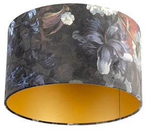 Paralume in velluto con design floreale 35/35/20 interno oro