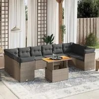 Set Divani da Giardino 11 pz con Cuscini in Polyrattan Grigio 3271025