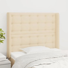 Testiera Ad Orecchio Crema 83x16x118/128 Cm İn Tessuto /