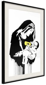 Poster  Banksy: Toxic Mary  Cornice Quadri Cornice nera con pass-partout, Larghezza x Altezza Home decor 30x45