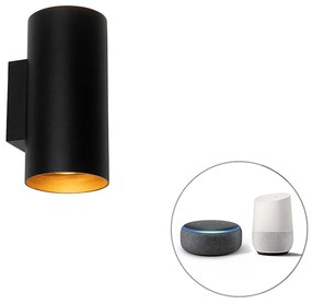 Lampada da parete intelligente nera con oro 2 luci incluso Wifi GU10 - Sab