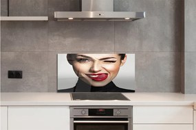 Pannello paraschizzi cucina Labbra rosse della donna 100x50 cm