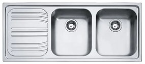 Lavello 2 vasche con gocciolatoio a sinistra FRANKE Radar RRX 621 inox L 50 x L 116 cm argento