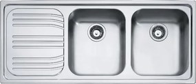 Lavello 2 vasche in inox argento FRANKE Radar RRX 621 L 50 x L 116 cm, sgocciolatoio a sinistra