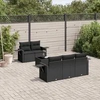 Set Divano da Giardino 6 pz con Cuscini Nero in Polyrattan 3219894