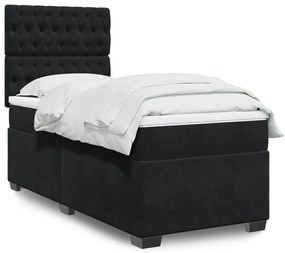 Giroletto A Molle Con Materasso Nero 90x200 Cm İn Velluto /