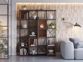 Libreria in nero e mattone 140x179 cm Anya - Marckeric